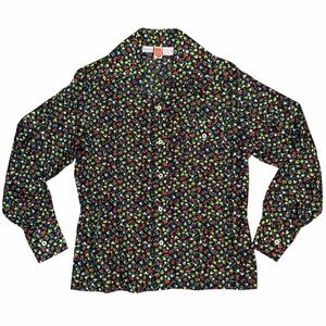 Vintage 70s SKYR floral nylon blouse. Size Medium‎